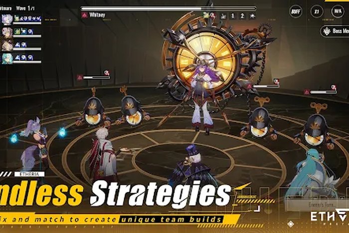 ฉากต่อสู้หรือระบบหลักของ Etheria Restart สำหรับดูจังหวะเล่น