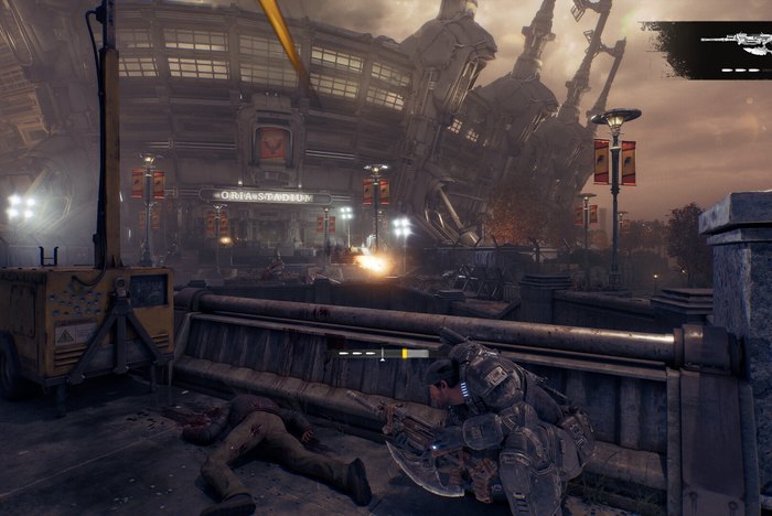 ฉากเมืองที่ถูกทำลายใน Gears of War E-Day