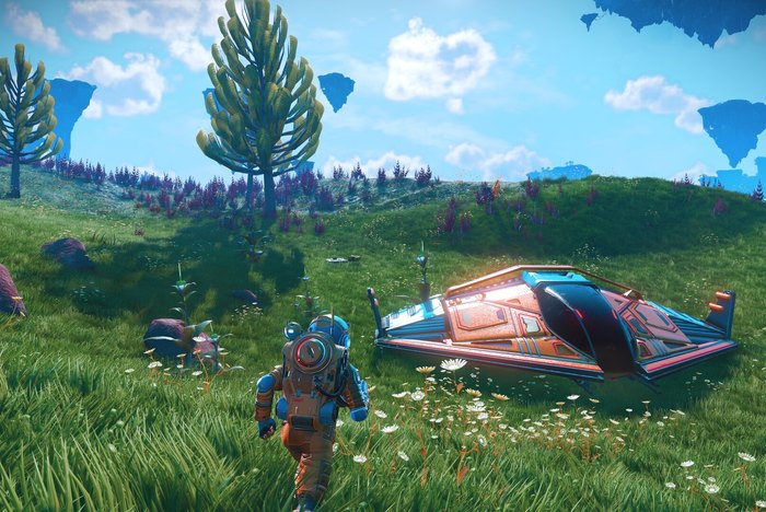 No Man's Sky มือถือ ฉากยานจอดบนดาวเขียวขจี